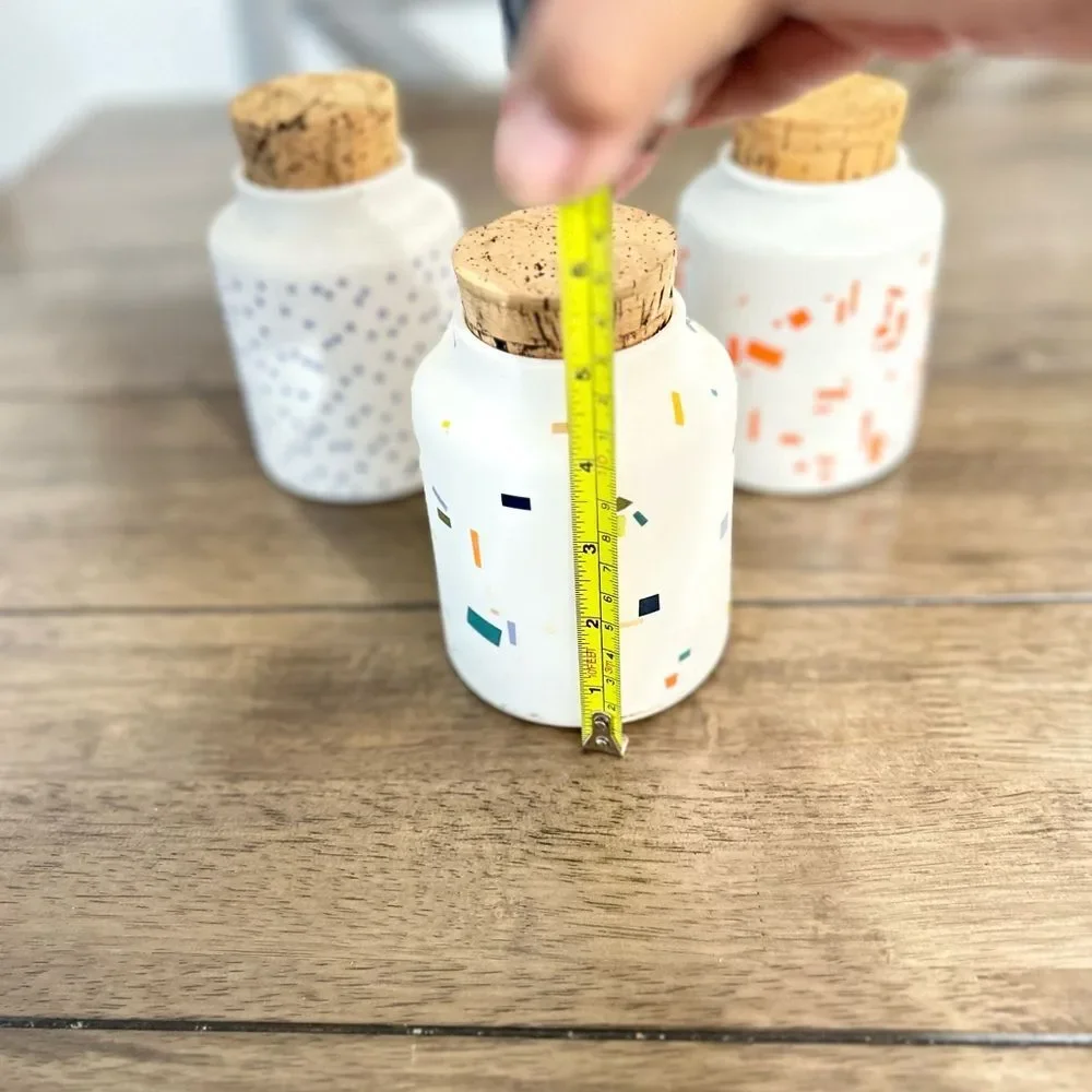 THE GRANITE Set 3  small container  jar  with topped cork PORCELAIN  MADE IN USA